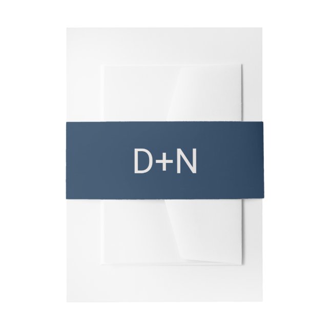 Navy Blue Wedding Invitation Belly Band (Front Example)