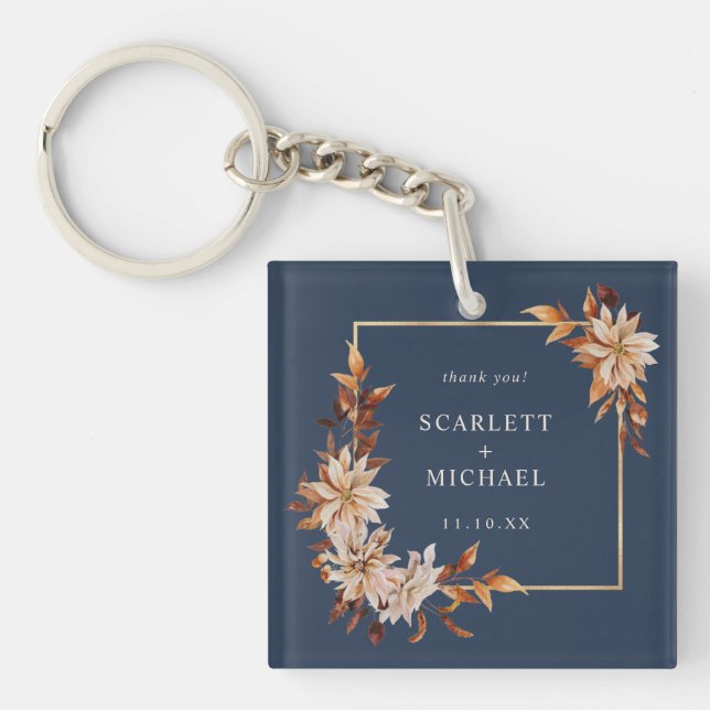 Navy Blue Wedding Keychain (Front)