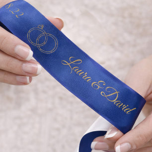 Navy Blue Wedding Personalized Name Ribbon Satin Ribbon