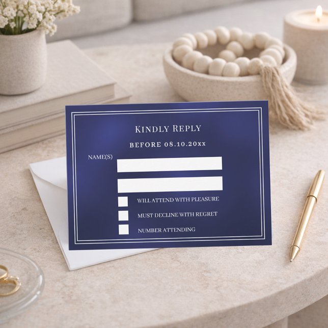 Navy blue wedding response RSVP Card (Creator Uploaded)