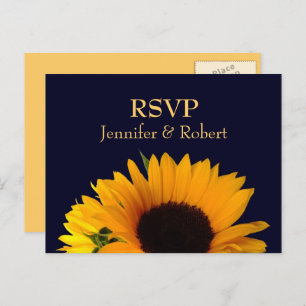 Navy Blue Wedding RSVP Postcard