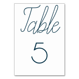 Navy Blue Wedding Table Number