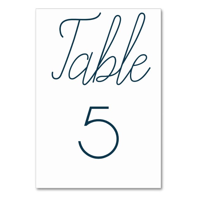 Navy Blue Wedding  Table Number (Back)