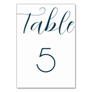 Navy Blue Wedding Table Number