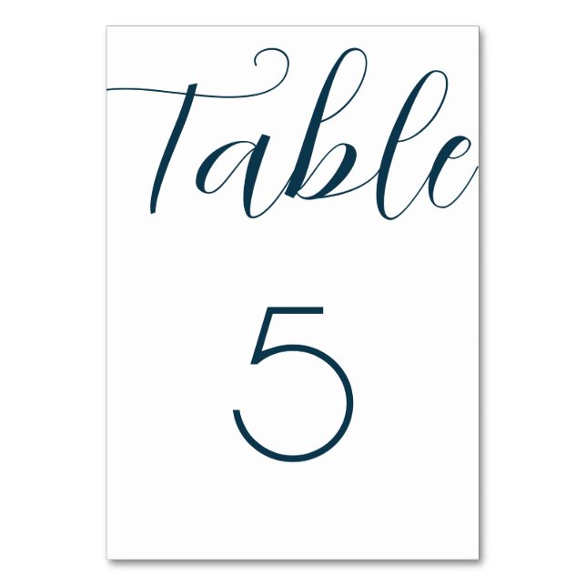 Navy Blue Wedding  Table Number (Back)