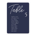Navy Blue Wedding Table Seating Chart Cards