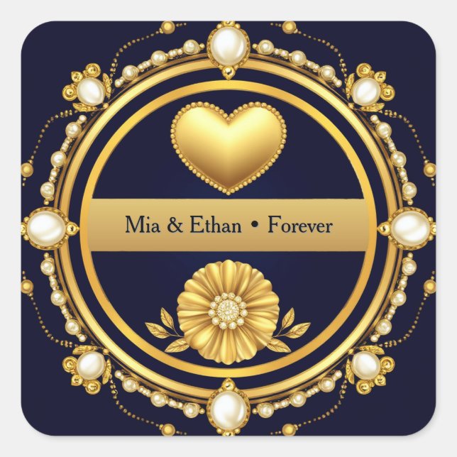 💙 Navy Blue Wedding Thank You Favour 💙 Square Sticker (Front)