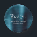 Navy Blue Wedding Thank You Paper Plate<br><div class="desc">Navy Blue Faux Metallic Stainless Steel Brush Metal Elegant and Modern Wedding Thank You Plates. These Wedding Navy Blue Thanks Plates can be customized to include your name and wedding date. Please contact the designer if you would like customized matching items.</div>