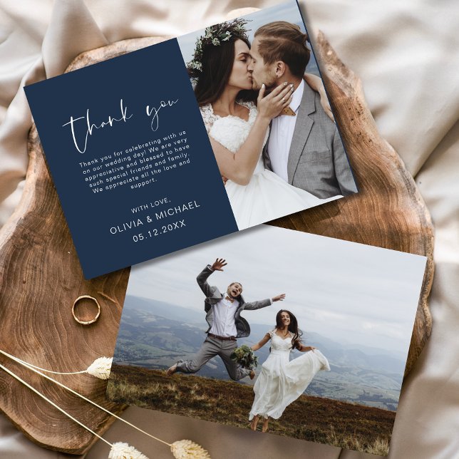 Navy Blue Wedding Thank You Photo Minimalist (Creator Uploaded)