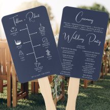 Navy Blue Wedding Timeline Icons Ceremony Program