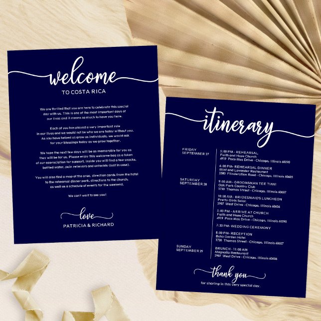 Navy Blue Wedding Weekend Itinerary Schedule (Creator Uploaded)