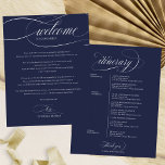 Navy Blue Wedding Weekend Welcome Itinerary<br><div class="desc">Navy Blue Wedding Weekend Welcome Itinerary</div>