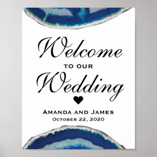 Navy Blue Wedding Welcome Sign   Agate