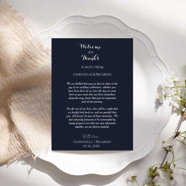 Navy blue  Welcome & thank you Wedding note  (Creator Uploaded)