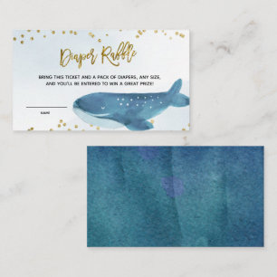 Navy Blue Whale Baby Shower Diaper Raffle Enclosure Card