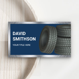 Navy Blue Wheel Alignment Car Tire Shop Business Card