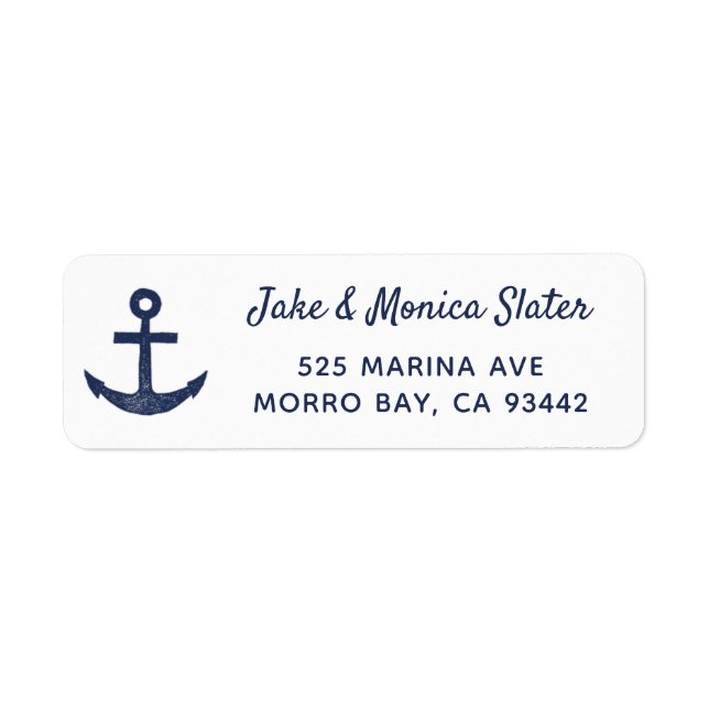 Navy Blue & White Anchor Nautical Return Address (Front)