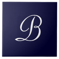 Navy Blue & White B Monogram script text