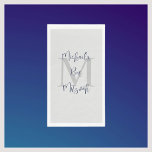 Navy Blue White Bar Mitzvah Name Monogram  Napkin<br><div class="desc">This paper guest towel can be any background colour you select. Default Background is grey; Name and Event (Bar Mitzvah or Bat Mitzvah) is fancy navy blue script, monogram is grey. "create your own." Guests will appreciate having disposable hand towels available. All Rights Reserved © 2024 Alan & Marcia Socolik.....</div>