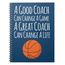 Navy Blue White Basketball Coach Gifts Notebook