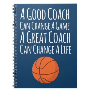 Navy Blue White Basketball Coach Gifts Notebook
