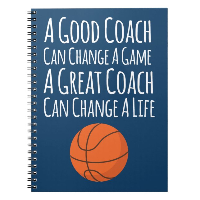 Navy Blue White Basketball Coach Gifts Notebook (Front)