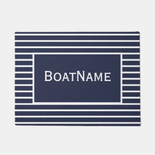 Navy Blue & White Boat Name Doormat