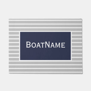 Navy Blue & White Boat Name Doormat