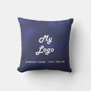 Navy blue white business logo elegant pool outdoor pillow