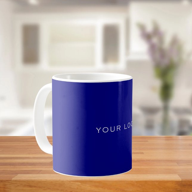 Navy blue white business logo rectangular coffee mug (Creator Uploaded)