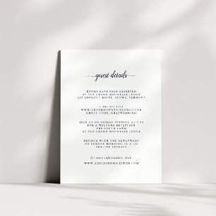 Navy Blue & White Calligraphy Guest Details Card