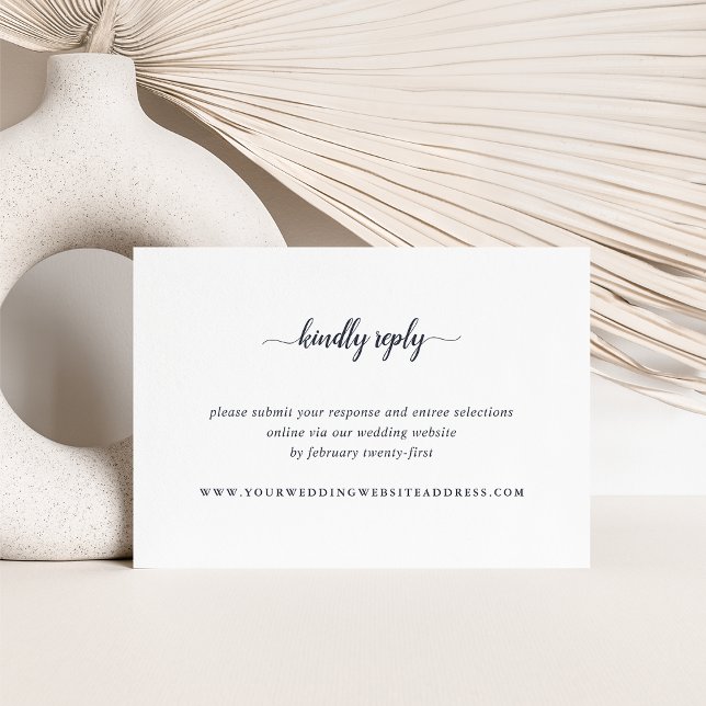 Navy Blue & White Calligraphy Online Website RSVP Card (Creator Uploaded)