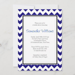 Navy Blue & White Chevron Bridal Shower Invitation
