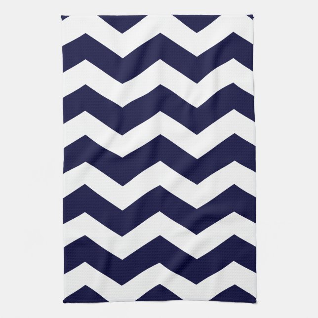Navy Blue & White Chevron Kitchen Towel (Vertical)
