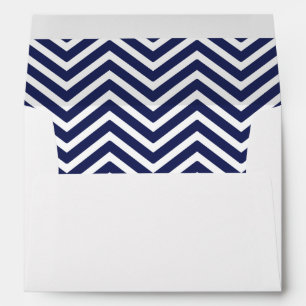 Navy Blue White Chevron Lined Envelope