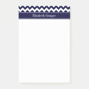 Navy Blue White Chevron Navy Name Monogram Post-it Notes