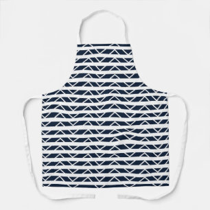 Navy Blue White Chevron Pattern    Apron