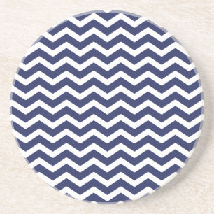 Navy Blue White Chevron Pattern Coaster
