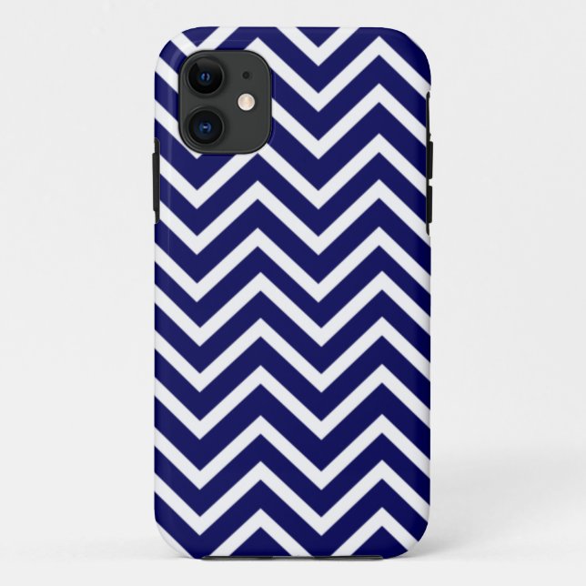 Navy Blue White Chevron Stripe iPhone 5 Case (Back)