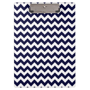 Navy Blue White Chevron Zig-Zag Pattern Clipboard