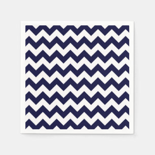 Navy Blue White Chevron Zig-Zag Pattern Napkin