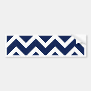 Navy Blue & White Chevron Zigzag Pattern Bumper Sticker