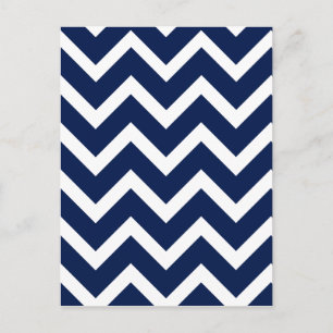 Navy Blue & White Chevron Zigzag Pattern Postcard