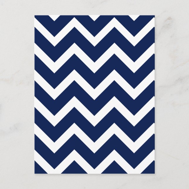 Navy Blue & White Chevron Zigzag Pattern Postcard (Front)