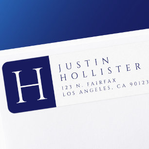 Navy Blue & White Classy Return Address