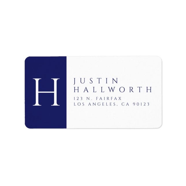 Navy Blue & White | Classy Return Address Label (Front)