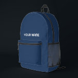Navy blue white Custom Name Kids Backpack<br><div class="desc">Easily personalize this simple and cool kids backpack adding your name or custom text. A cool and modern design in navy blue and white featuring clear sans serif font, for a modern, professional and edgy look, perfect as custom gift for college students, high school, kids. The backpack can be customized...</div>