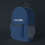Navy blue white Custom Name Kids Backpack<br><div class="desc">Easily personalize this simple and cool kids backpack adding your name or custom text. A cool and modern design in navy blue and white featuring clear sans serif font, for a modern, professional and edgy look, perfect as custom gift for college students, high school, kids. The backpack can be customized...</div>