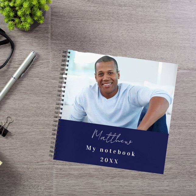 Navy blue white custom photo notebook (Creator Uploaded)