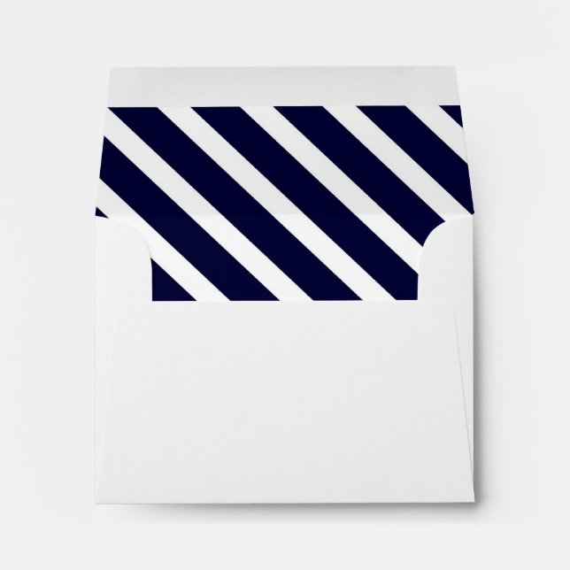 Navy Blue White Diagonal Stripe #1 A2 5.6" x 4 1/8 Envelope (Back (Bottom))